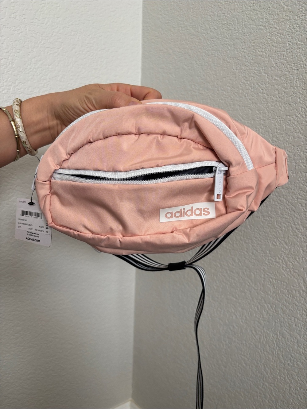 adidas Pink Crossbody Waist Bag with White Zip